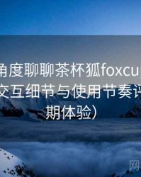 从用户角度聊聊茶杯狐foxcup：整体观感、交互细节与使用节奏评价（长期体验）