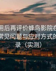 多次使用后再评价蜂鸟影院在线免费观看：常见问题与应对方式的整理记录（实测）