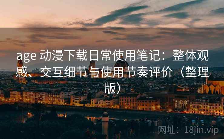 age 动漫下载日常使用笔记：整体观感、交互细节与使用节奏评价（整理版）