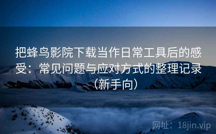 把蜂鸟影院下载当作日常工具后的感受：常见问题与应对方式的整理记录（新手向）